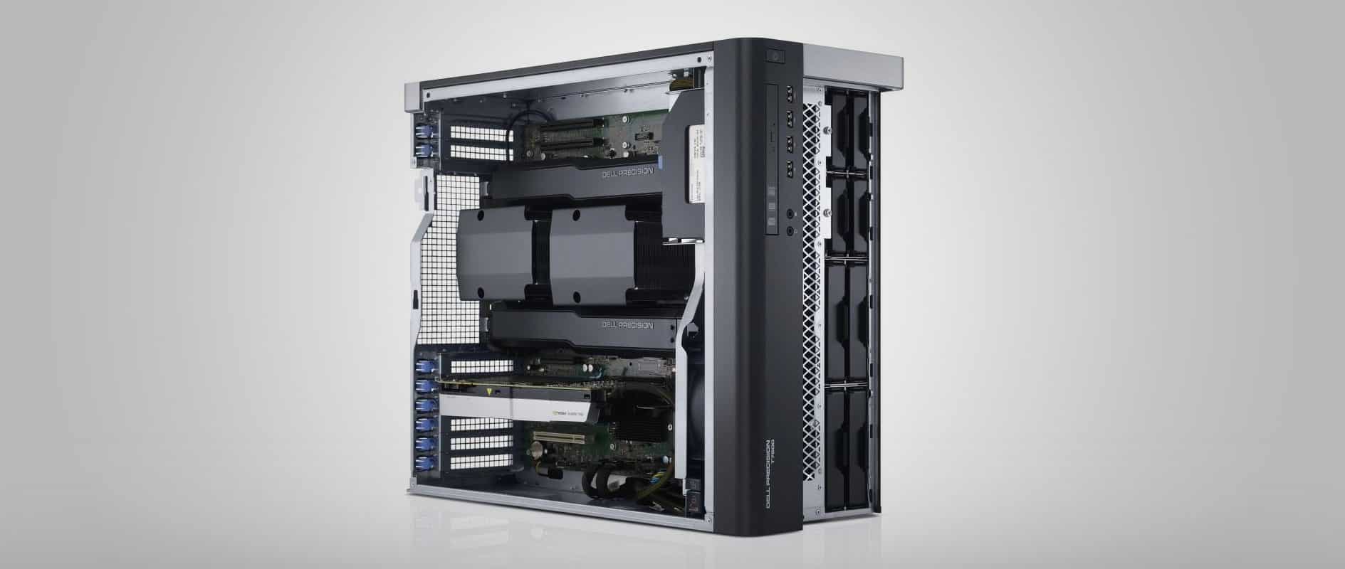 Workstation usata aperta con componenti hardware visibili, ideale per alte prestazioni.
