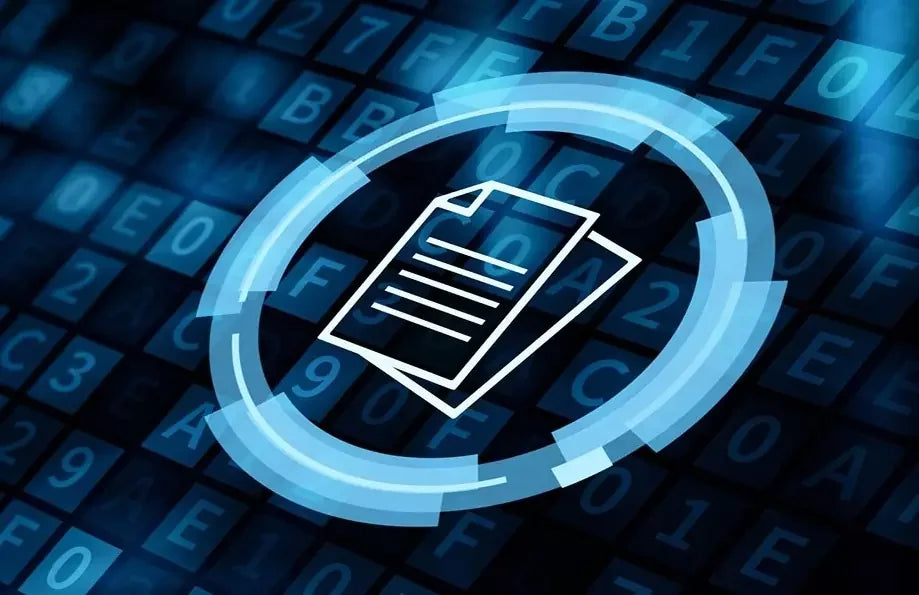 **Alt text (in Italian):** Tecnologia OCR per digitalizzare documenti su sfondo digitale.