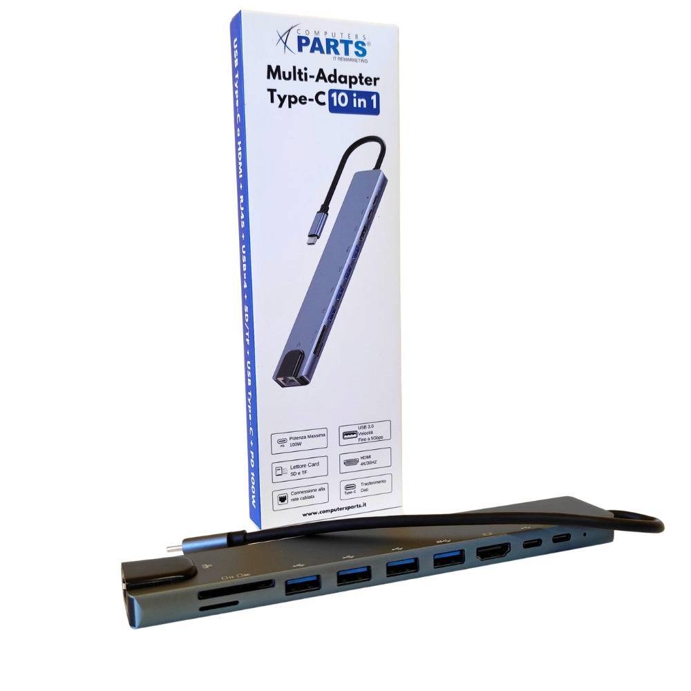 Docking station 10-in-1 USB-C con porte multiple per Lenovo ThinkCentre TIO24, ideale per aumentare la produttività.