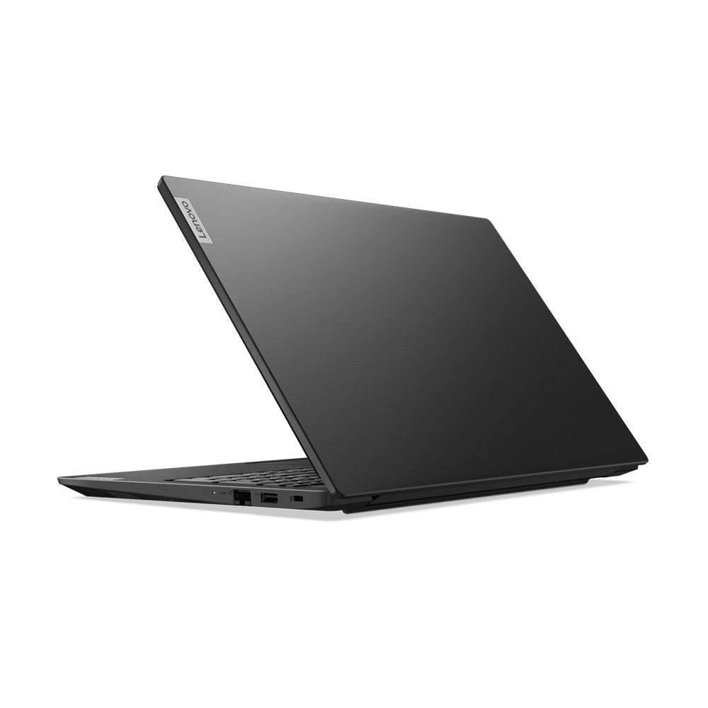 Notebook Lenovo V15 G2 15.6'' FullHD con design sottile e finitura nera, parte del Bundle con Monitor e Docking per lavoro e connettività avanzata.
