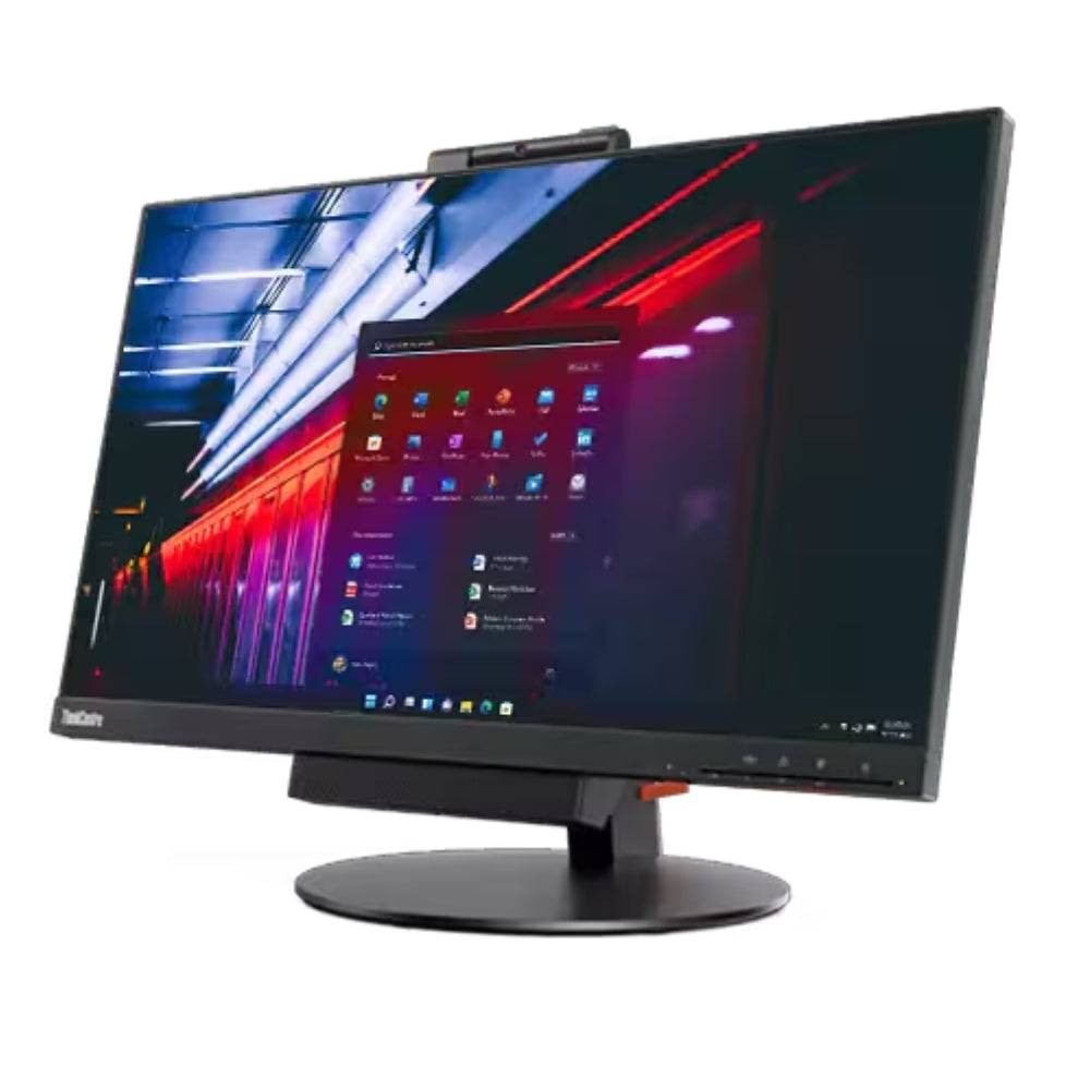 Monitor Lenovo ThinkCentre TIO24 All In One da 24 pollici Full HD con design sottile e webcam integrata, ideale per ambienti professionali.
