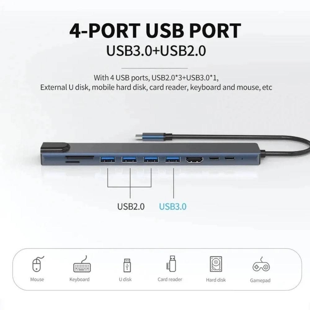 Hub USB 4 porte con 3 USB 3.0 e 1 USB 2.0 compatibile con mouse, tastiera, hard disk e lettori di schede. Accessorio ideale per notebook Lenovo V15 G2.