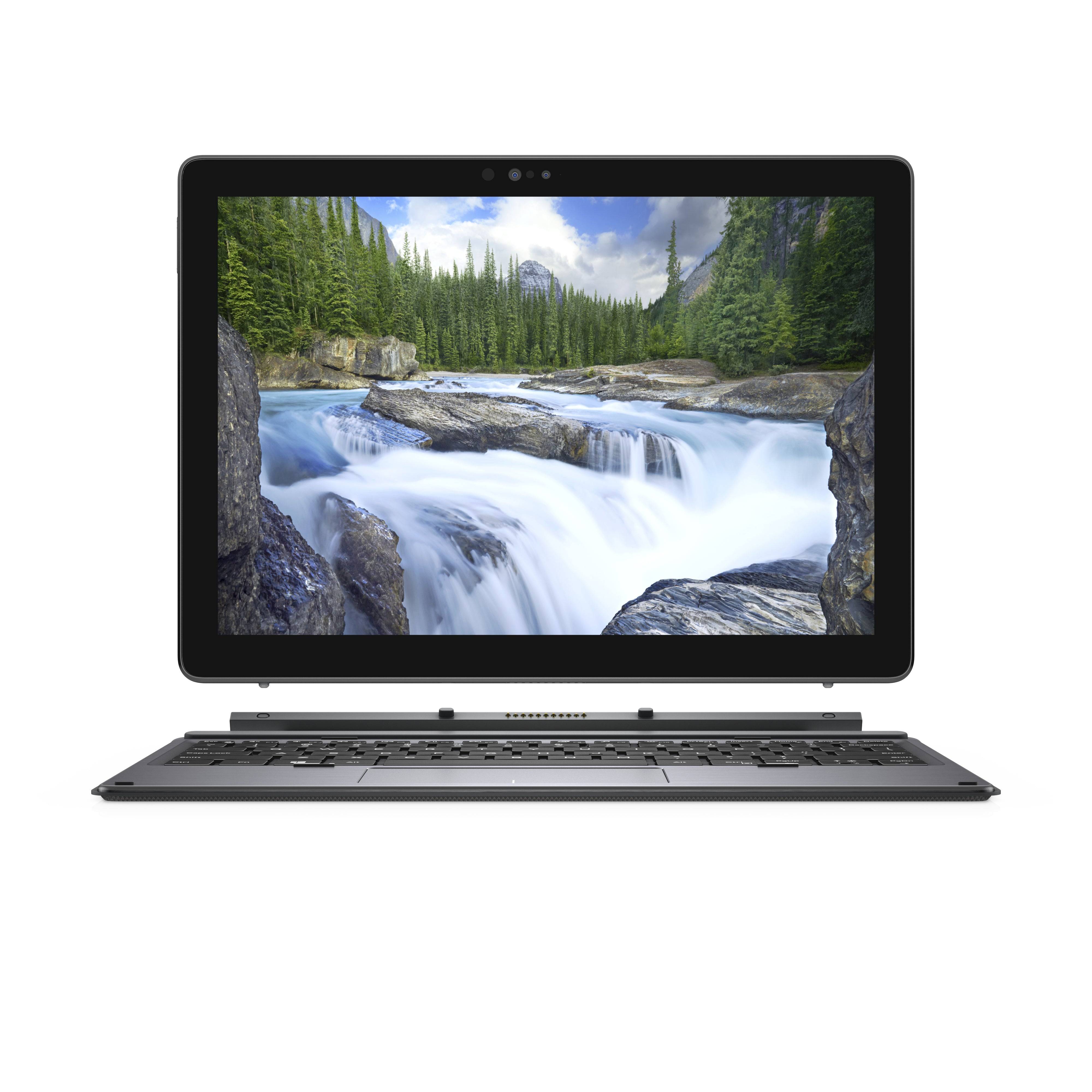 Vista frontale del DELL Latitude 7200 con tastiera scollegata, evidenzia lo schermo touch da 13.3” ad alta risoluzione.