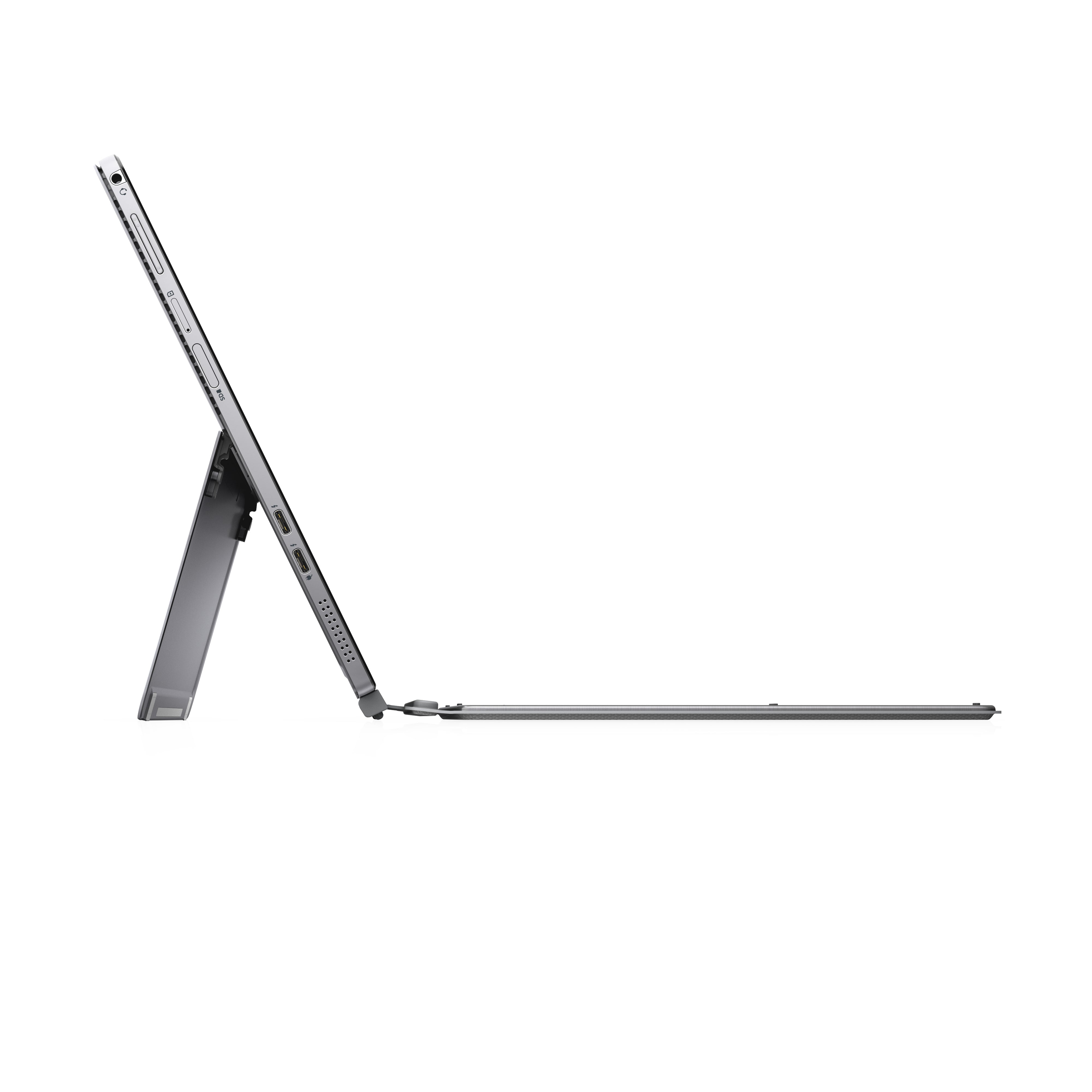 Notebook DELL Latitude 7200 in modalità tablet con tastiera staccata, ideale per presentazioni e lavoro creativo.