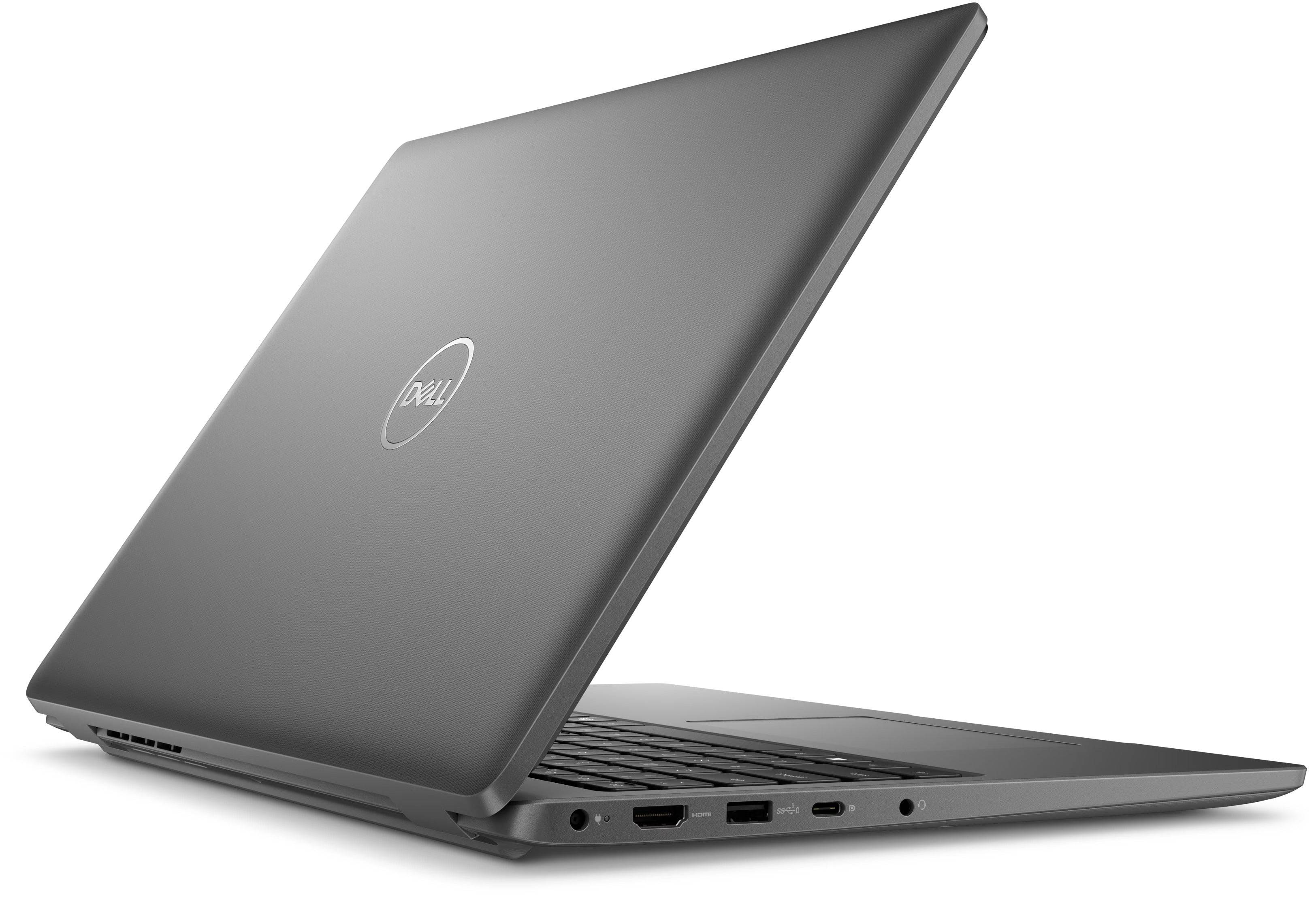 Notebook Dell Latitude 3550 i7 retro angolato, mostra porte laterali e struttura solida, ideale per uso aziendale e multitasking.