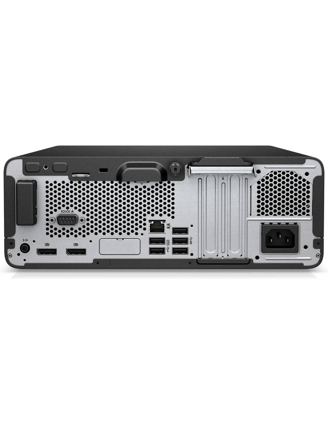 HP ProDesk 600 G6 SFF Ricondizionato - Vista posteriore del PC compatto con Intel i7, porte di espansione e connettività completa per uso aziendale