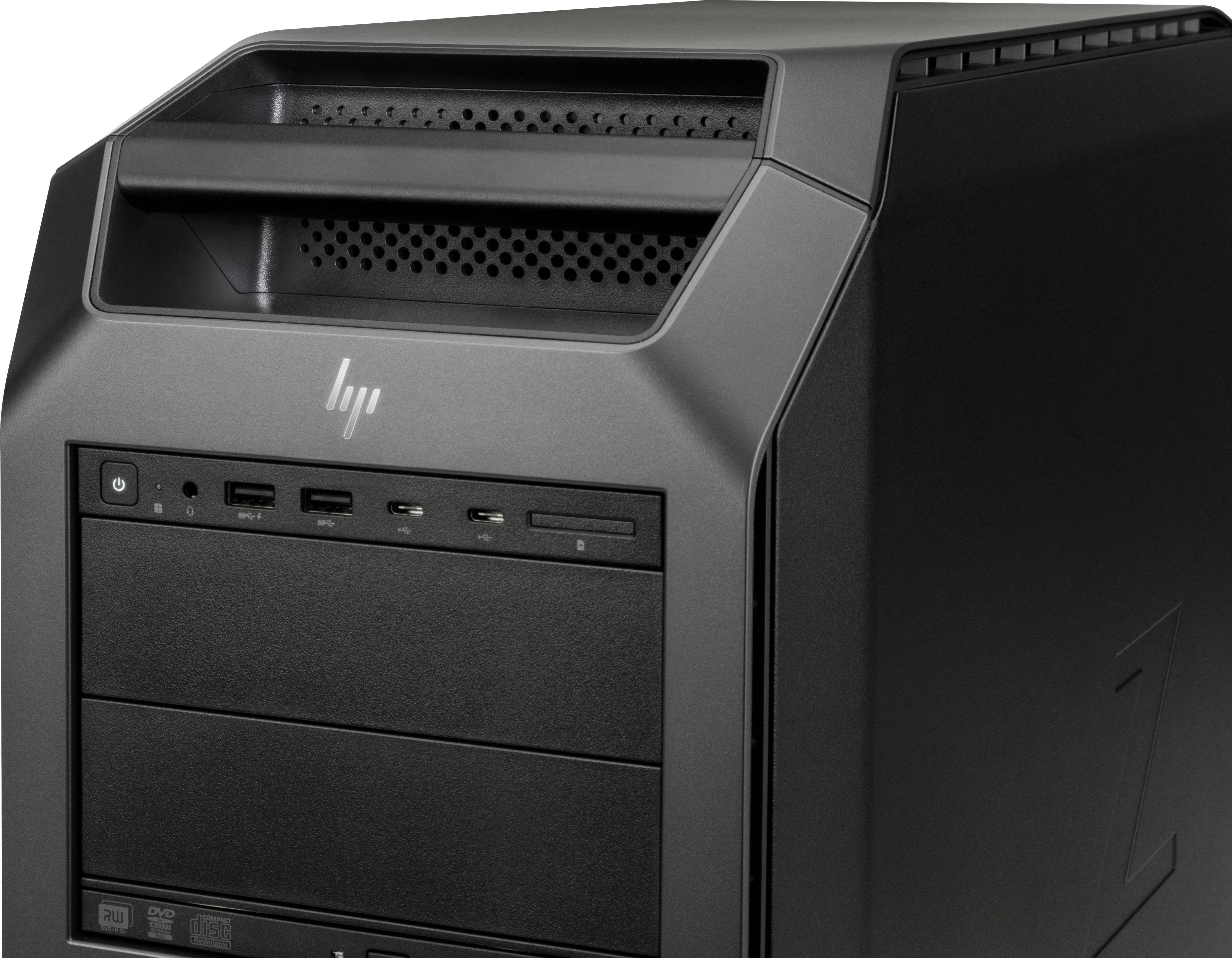 Dettaglio superiore della HP Z8 G4 Workstation con porte USB frontali e design ventilato per alte prestazioni.