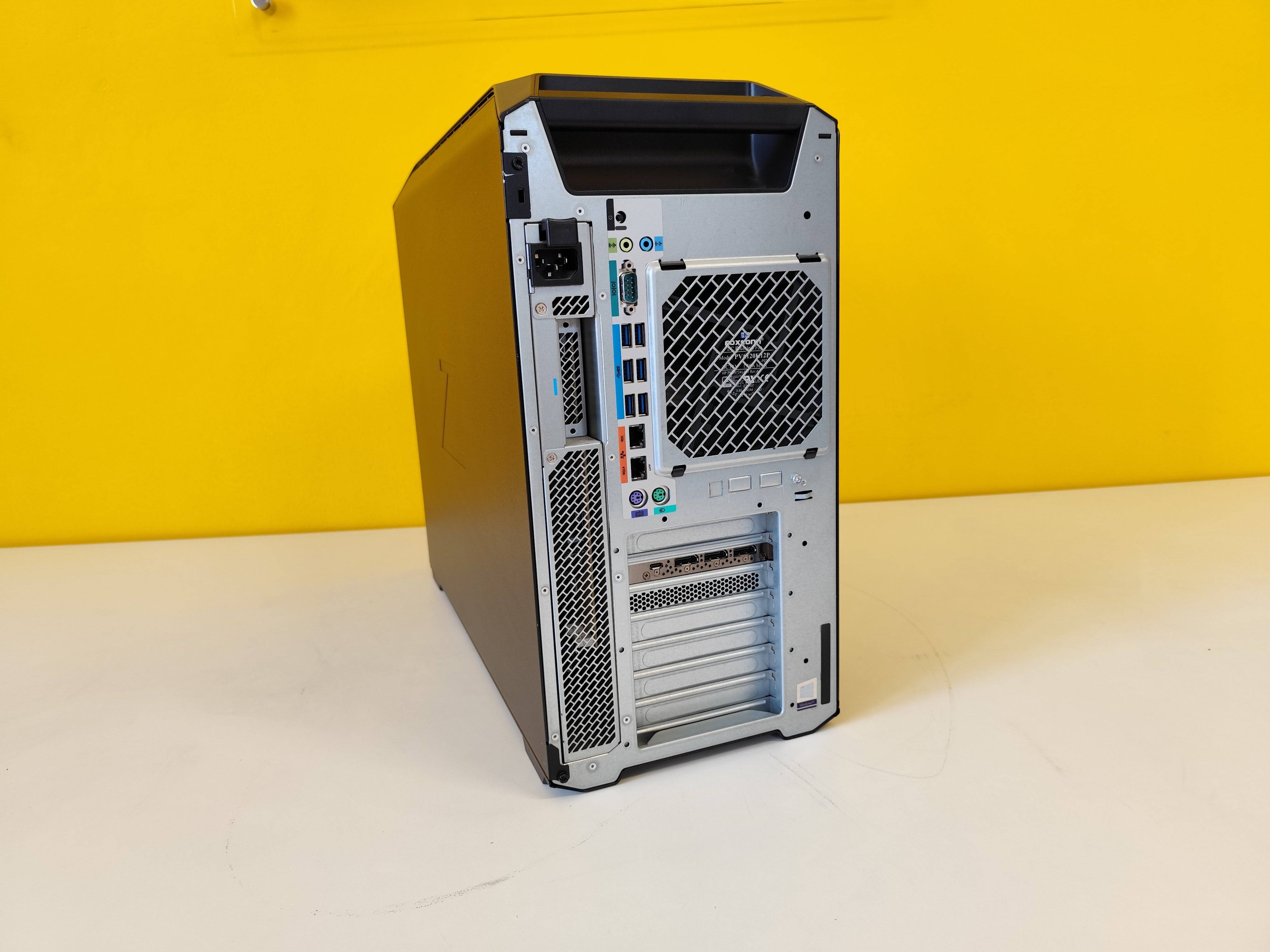 Retro della workstation HP Z8 G4 con doppio Xeon Gold e scheda Nvidia RTX 4000, ideale per grafica e ingegneria ad alte prestazioni.