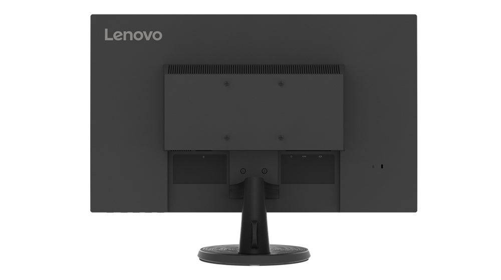 Vista posteriore completa del monitor Lenovo 27'' FullHD. Struttura solida e compatibile con supporti VESA.
