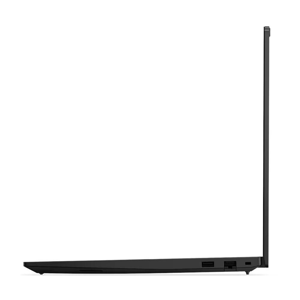 Profilo destro del Lenovo ThinkPad E16 Gen 3 con porte USB e Ethernet, notebook business con ampia connettività.