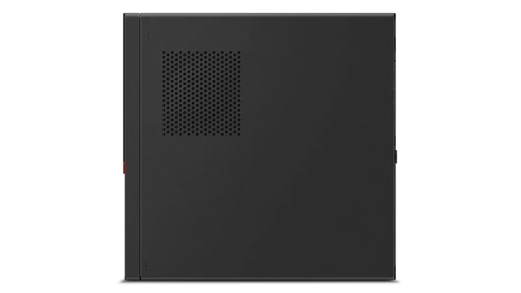 Lato destro del Lenovo ThinkStation P330 Tiny con design minimalista e compatto, perfetto per uffici e postazioni con spazio limitato.