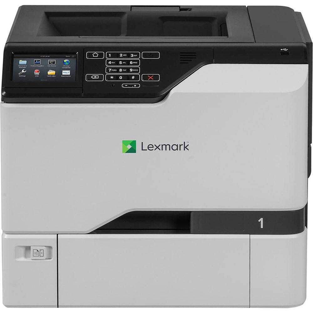 Stampante Lexmark CS725de ricondizionata laser a colori A4 con display touch e stampa fronte/retro automatica per uffici professionali.