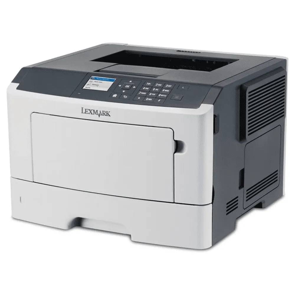 Lexmark MS510dn ricondizionata stampante laser A4 monocromatica 42 ppm con stampa fronte/retro automatica e rete Ethernet, ideale per ufficio.