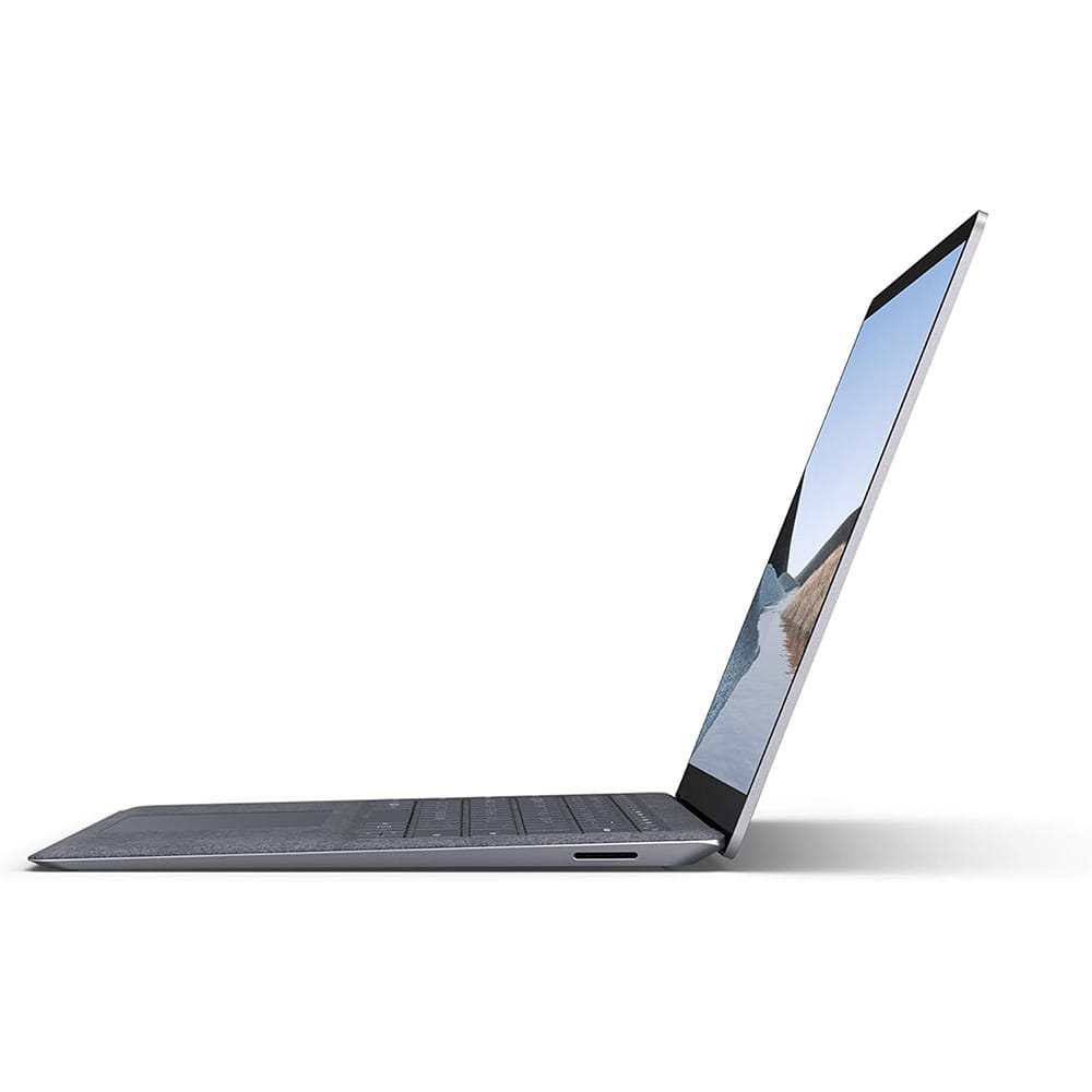 Profilo laterale del Surface Laptop 3 15 pollici, sottile e leggero, con schermo touchscreen ideale per studenti e professionisti.
