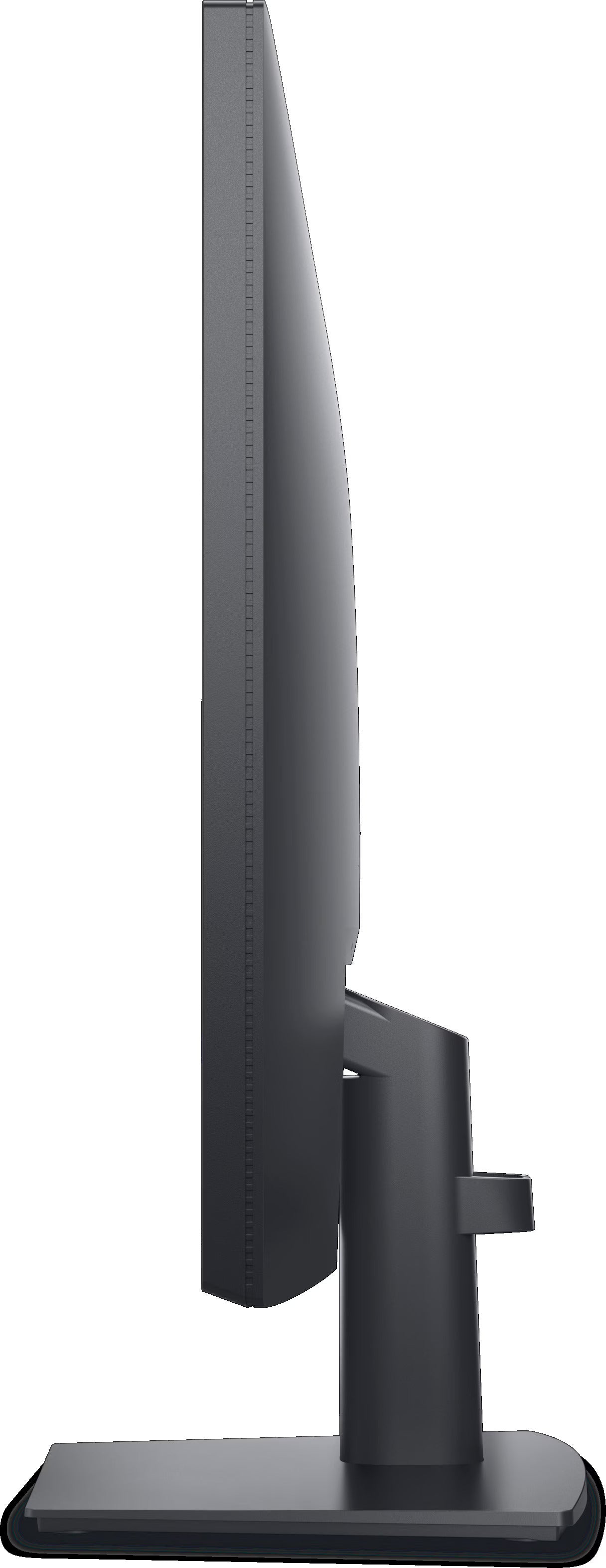 Profilo laterale destro del monitor Dell E2725H 27" Full HD, mostra il design sottile e la base stabile per un uso professionale.