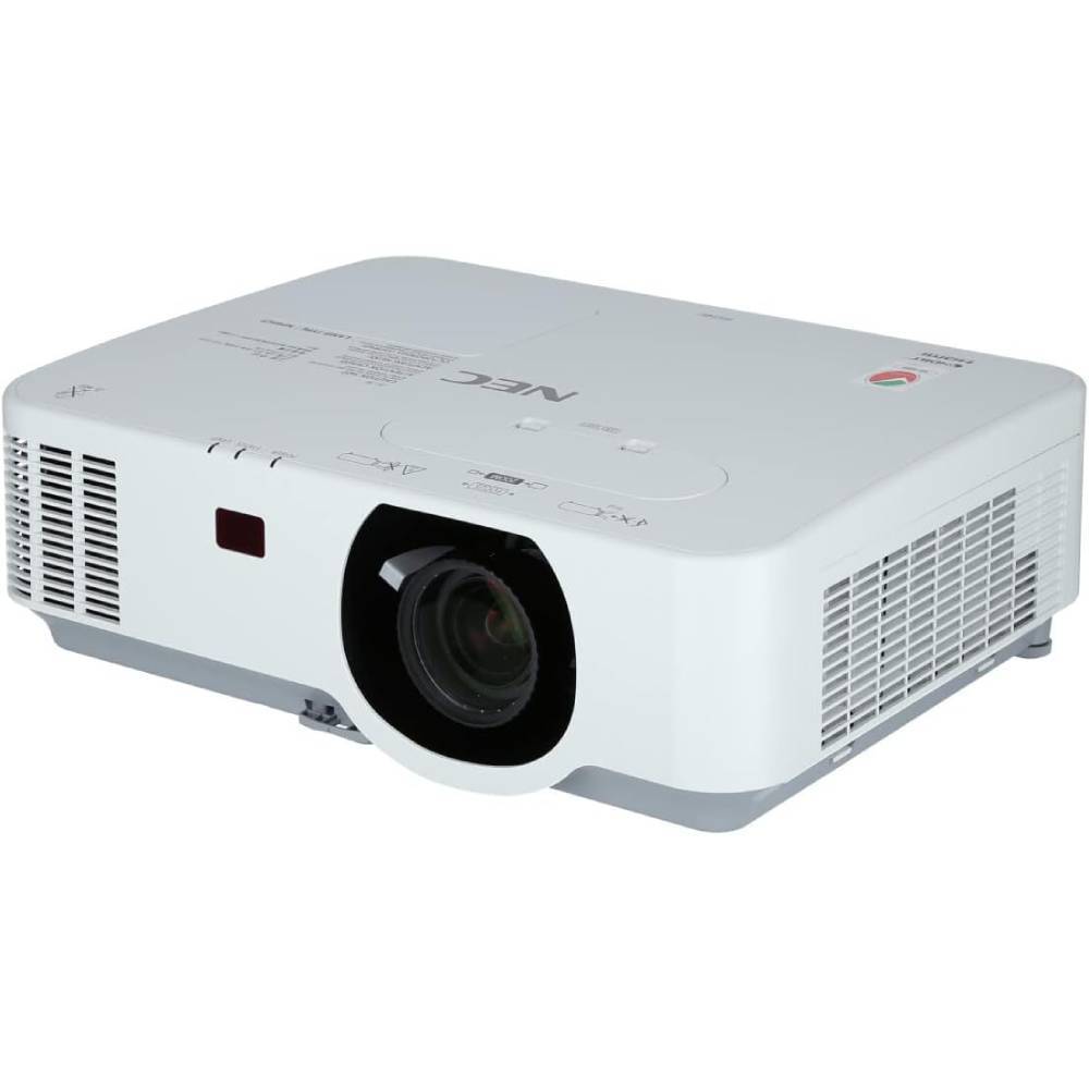 NEC P554U Proiettore Professionale WUXGA 5300 lumen con lente frontale e design compatto, ideale per ambienti aziendali e sale conferenze.
