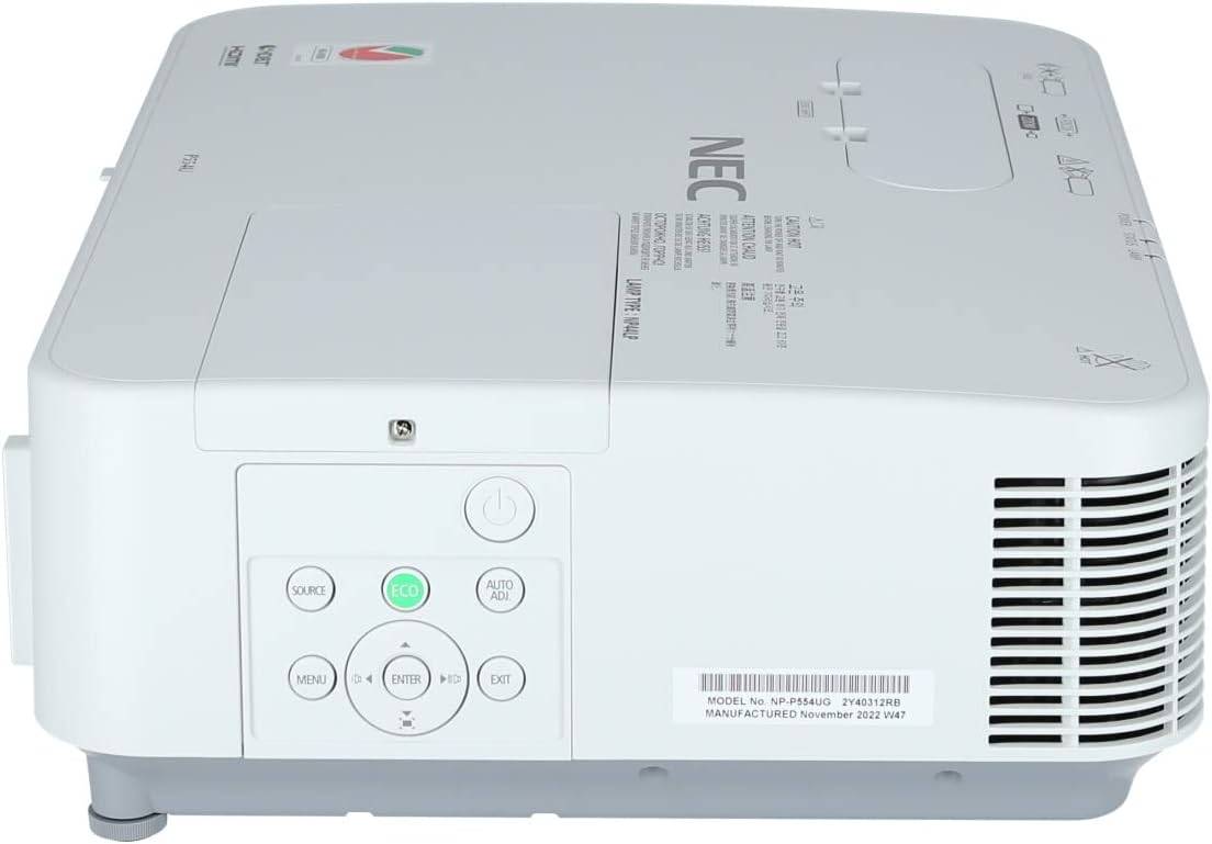 Controlli laterali del NEC P554U con pulsanti ECO e accensione rapida, progettati per un uso efficiente e intuitivo.