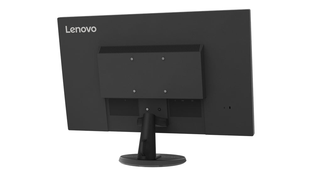 Retro del monitor LED Lenovo 27″ FullHD incluso nel bundle PC Lenovo M920Q ThinkCentre compatto con supporto VESA integrato.