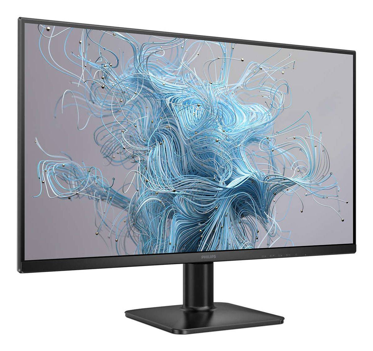 Monitor Philips 27″ Full HD con cornici sottili e base stabile, progettato per un’esperienza visiva immersiva e confortevole.