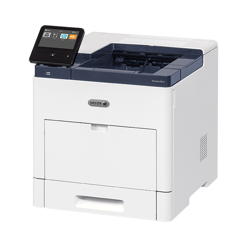 Stampante laser bianco e nero Xerox VersaLink B600 ad alta velocità, ideale per ambienti professionali, con interfaccia touch e sicurezza avanzata.