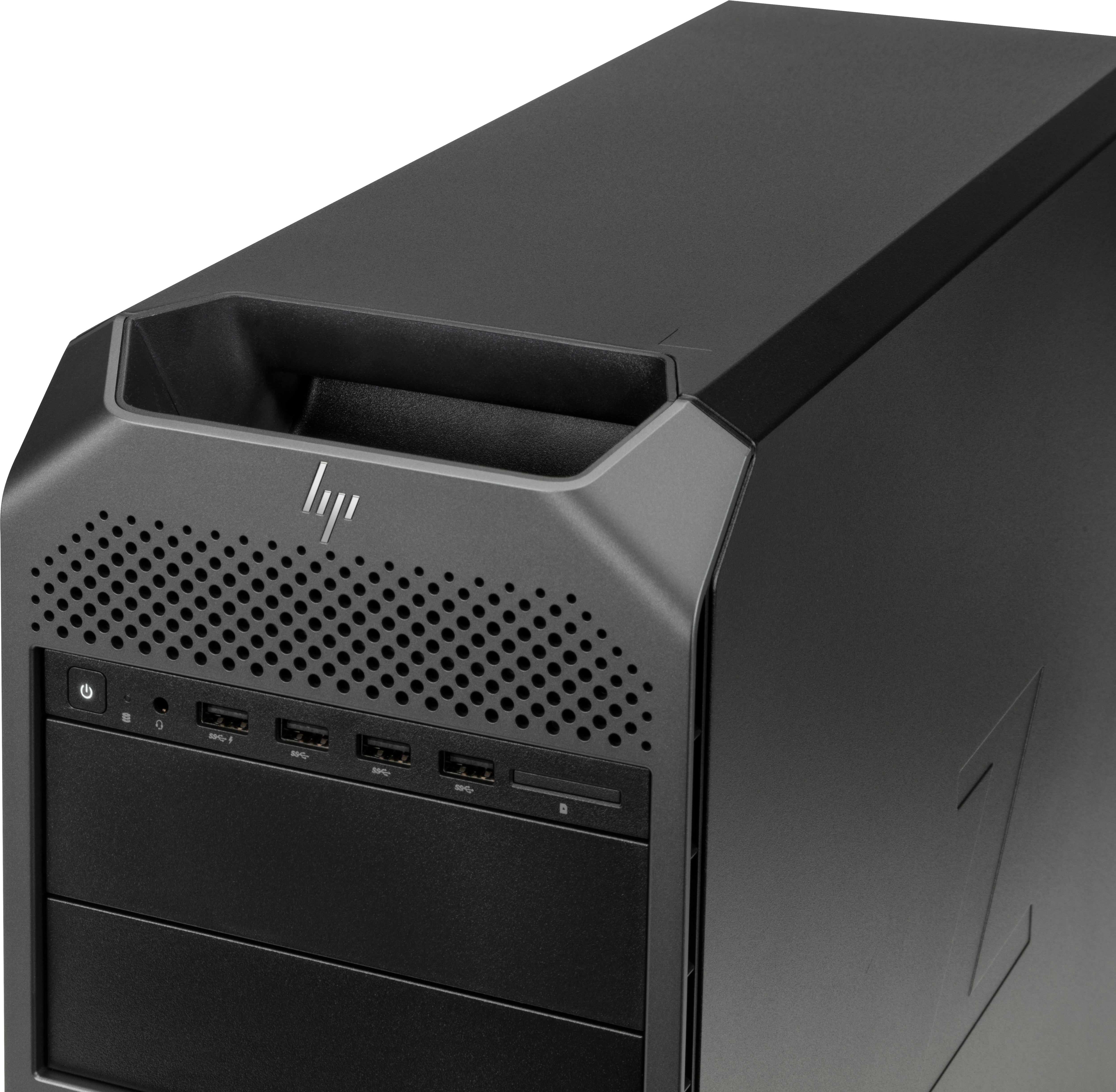 Workstation HP Z4 G4 Ricondizionata con case nero robusto e design professionale, ideale per carichi di lavoro intensivi e grafica avanzata.