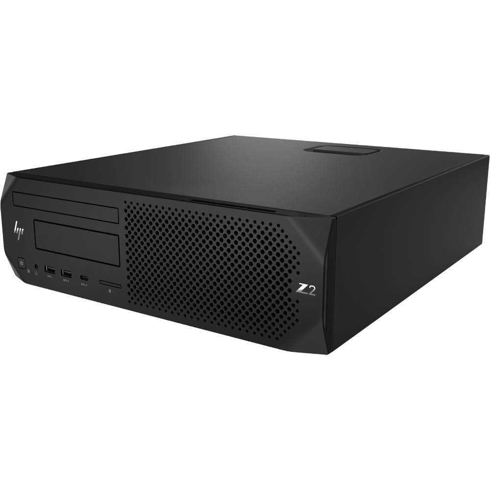 Workstation compatta HP Z2 G4 SFF con Intel Core i9-9900K, design nero orizzontale ideale per spazi ridotti e prestazioni elevate.