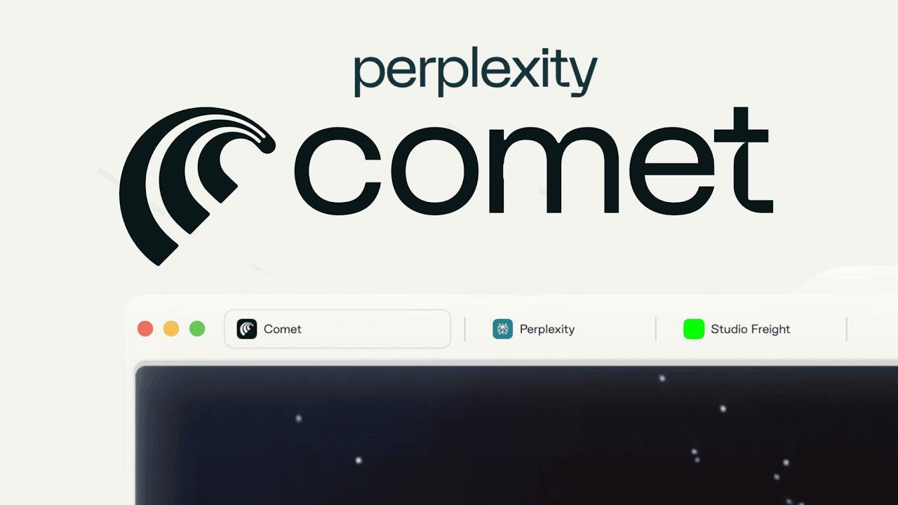 **Alt text (in Italian):**  
Interfaccia Comet Browser AI gratuito di Perplexity, rivoluzionario e innovativo.