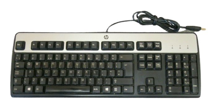 HP KU-0316 434821-037 701429-031 Black And Silver Wired USB Keyboard