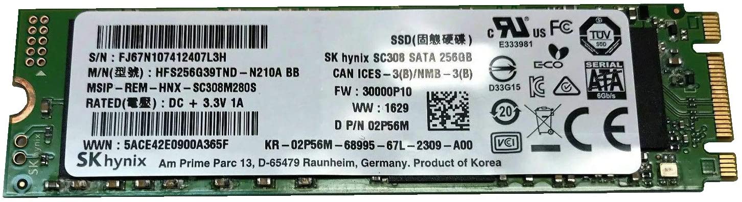 Dell Sk Hynix HFS256G39TND-N210A M.2 SATA 256GB Stato Solido SSD 02P56M