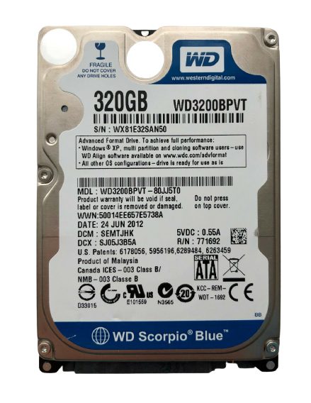 Western Digital HDD HARD DISK 320GB WD3200BPVT-80JJ5T0 DMC