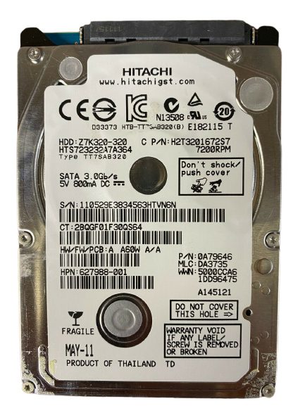 Hitachi 320 GB 7200 U/min 2,5-Zoll-SATA-Laptop-Festplatte Z7K320-320 H2T3201672S7 0A79646