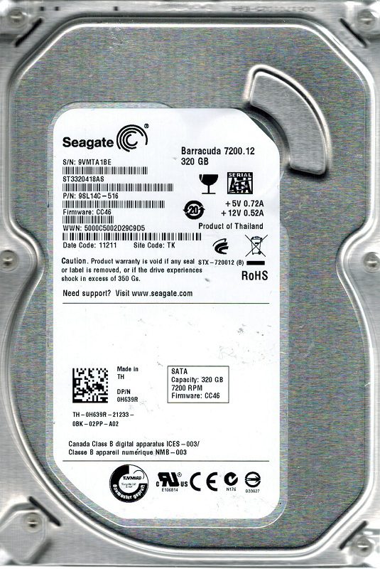 Seagate ST3320418AS 9SL14C-516 320GB 7200RPM 3.5