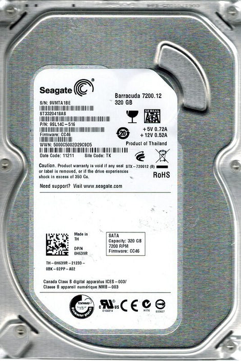 Seagate ST3320418AS 9SL14C-516 320 GB 7200 U/min 3,5-Zoll-SATA-Festplatte