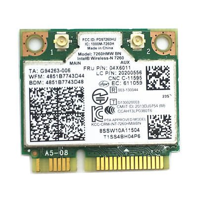 04x6011 Intel Wireless WiFi 7260 B N 7260hmw W-LAN 802.11a/b/g/n 300 Mbps Card