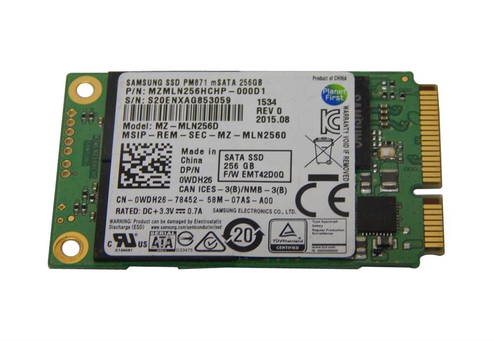 Samsung SSD PM851 mSATA 256 GB MZMLN 256 H CHP - 000D1 SSD 00Y6FC 0WDH26