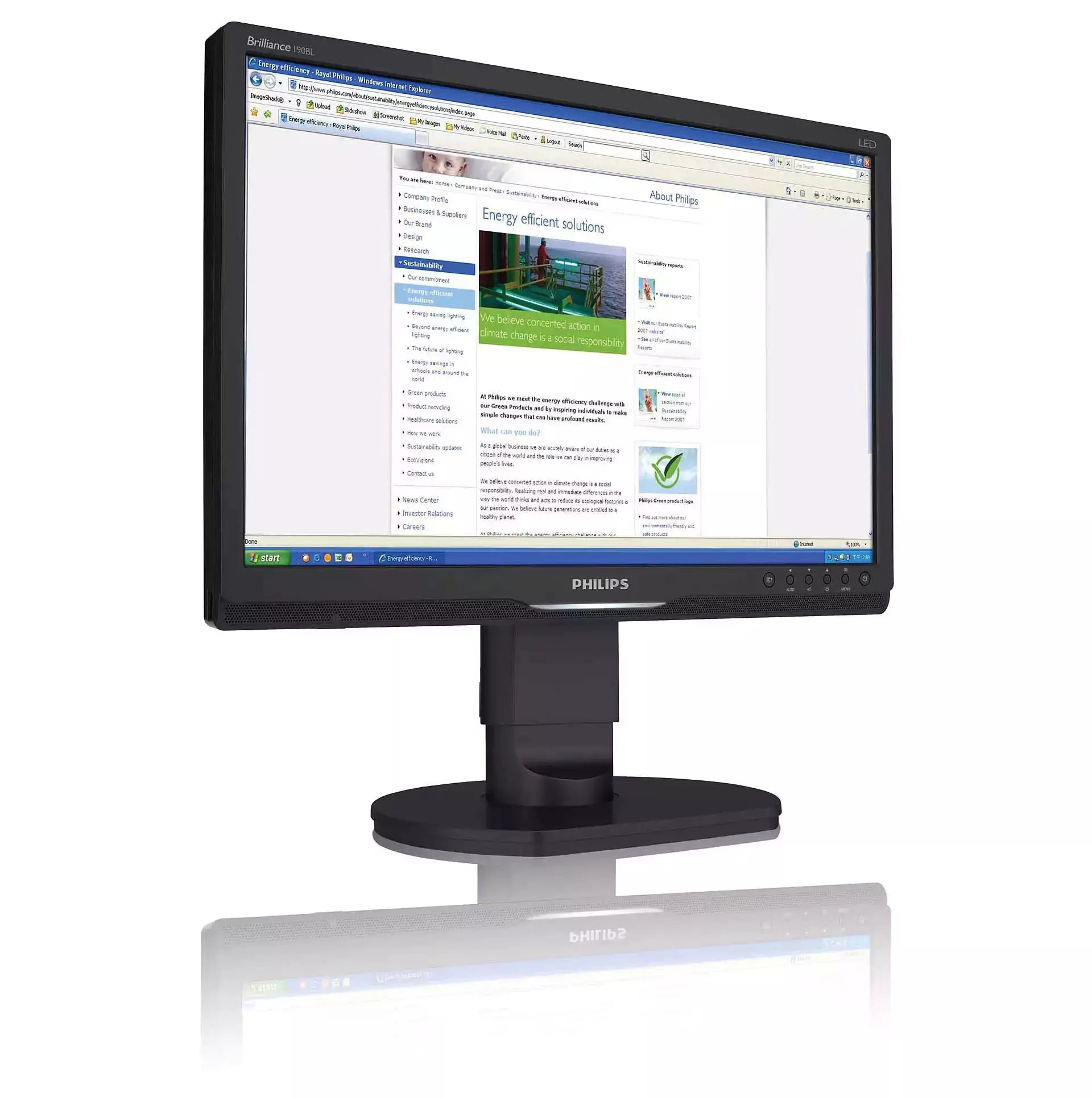 Philips 190BL LED-LCD-Monitor 16:10 19 Zoll 1440 x 900 60 Hz Helligkeit 250 cd/m² Kontrast 1000:1 Reaktionszeit 5 ms VGA DVI USB