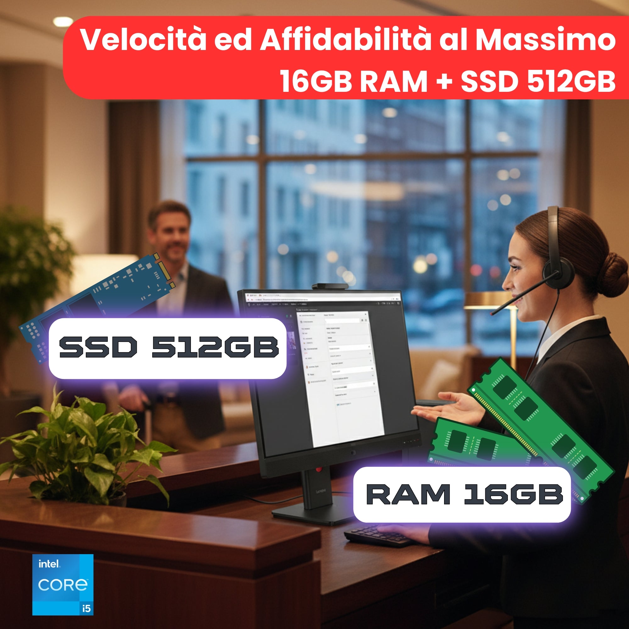 Bundle Lenovo ThinkCentre M80q Mini PC | Intel Core i5-10500T | 16GB RAM | 512GB SSD + Monitor 24" ThinkVision T24v Windows 11