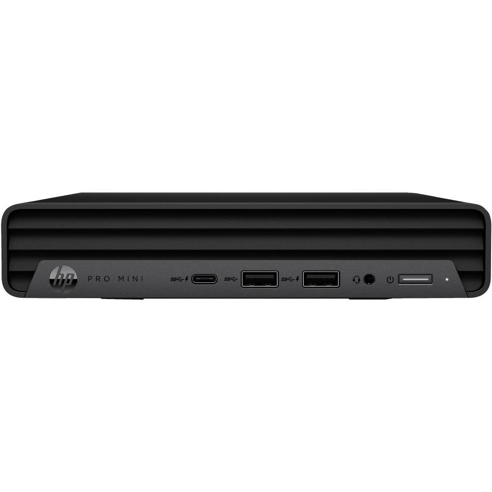 HP Pro Mini black front view, compact desktop PC with USB ports, available at Messoanuovo.it