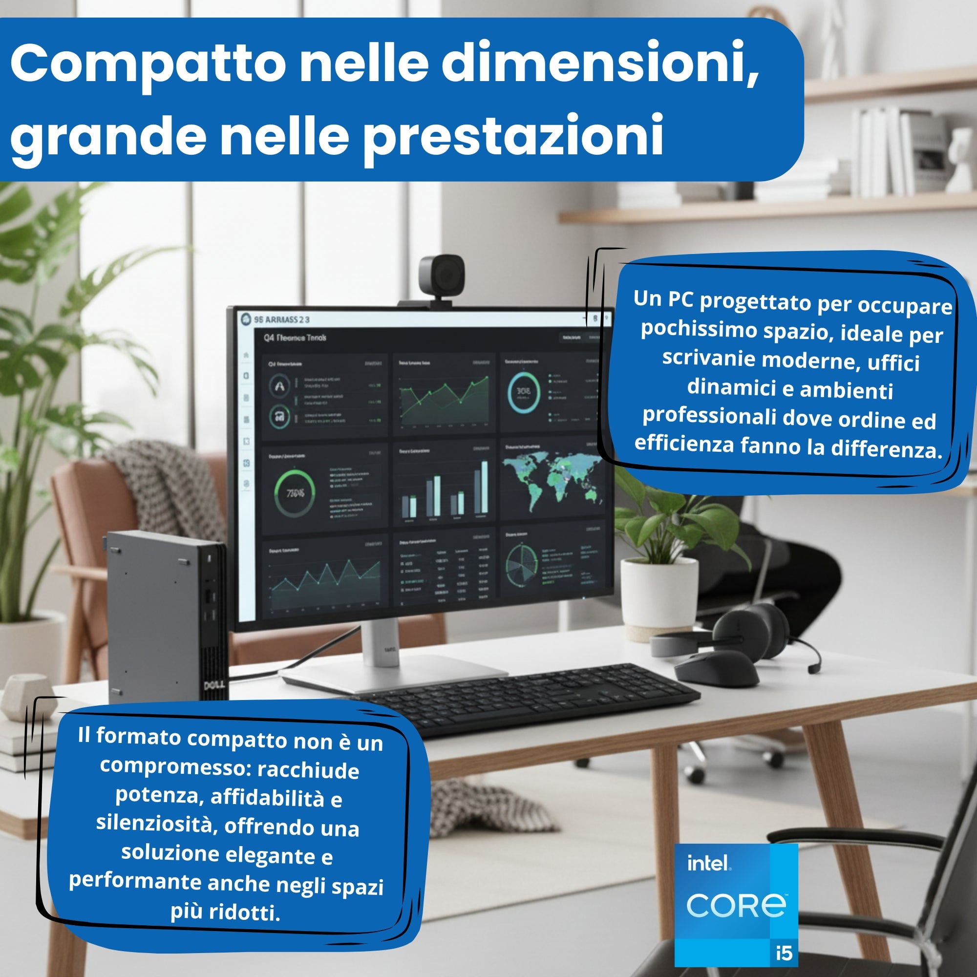 Dell Pro QCM1250 Micro | Intel i5-14500T | Ram 16GB DDR5 | SSD NVMe 1TB | Windows 11 Office 2024 - NUOVO con Docking 10-in-1