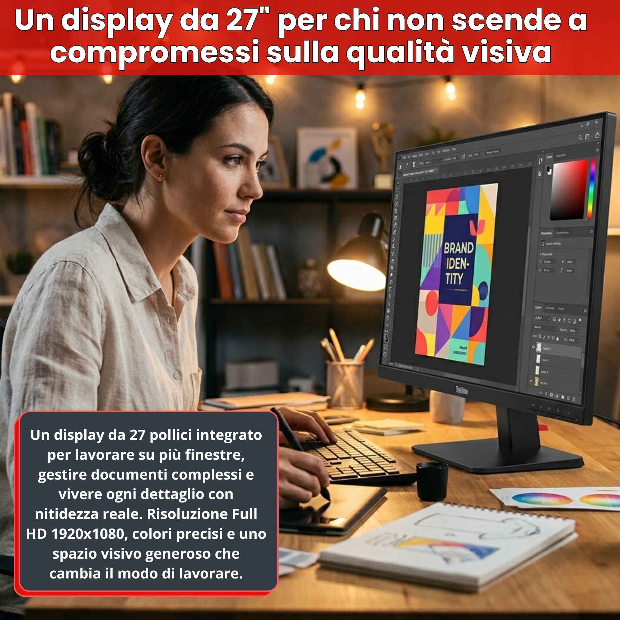 Lenovo All In One 27" con Mini PC ThinkCentre M80q | Intel Core i5-10500T | FreeDOS