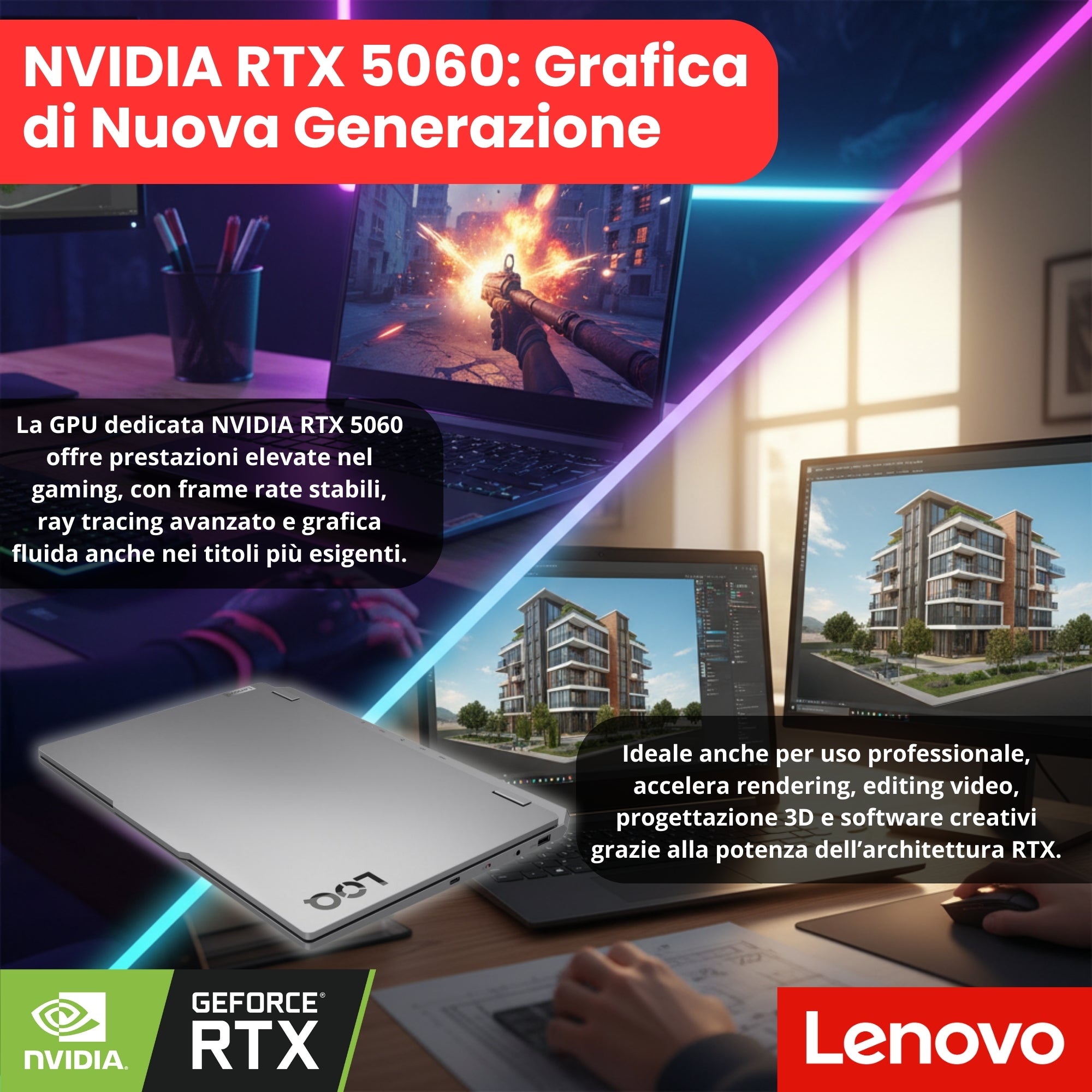 Lenovo LOQ Laptop Gaming 15.6" FHD 144Hz 15AHP10 | AMD Ryzen 7-250 | Ram 16GB | SSD 1TB | Nvidia RTX 5060 Windows 11 Prodotto NUOVO