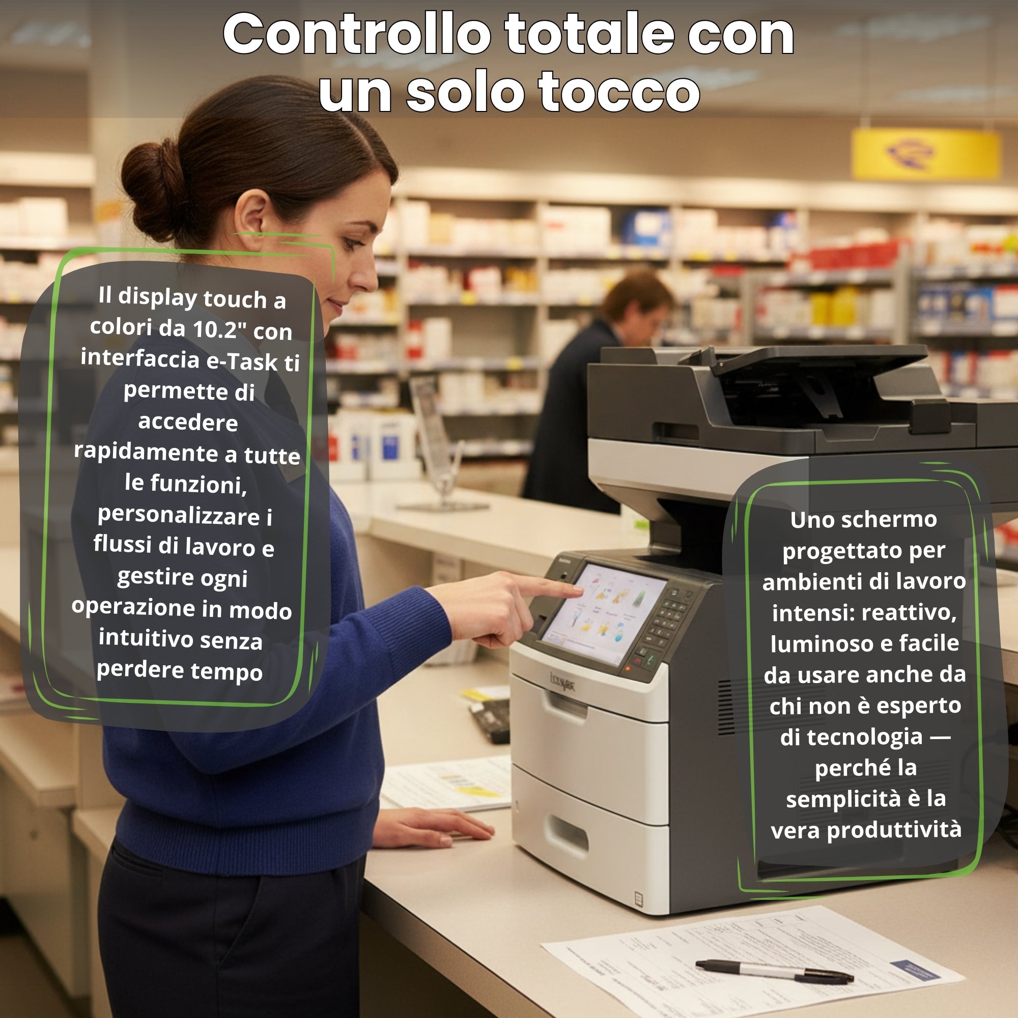 Lexmark MX711DE | Multifunzione Laser B/N, 66 ppm, Duplex Fronte/Retro automatico, Rete