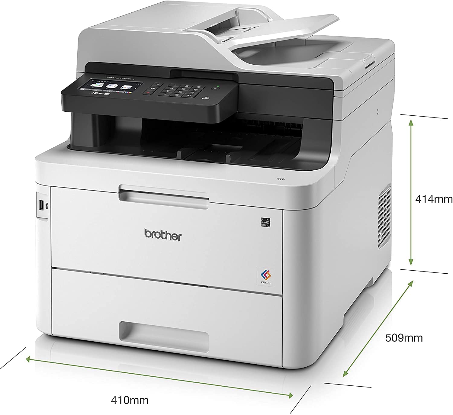 Brother MFC-L3770CDW A4-Farb-LED-Multifunktionsdrucker mit WLAN, Dual CIS, Ethernet, NFC 24 Seiten pro Minute ADF Automatischer Duplexdruck