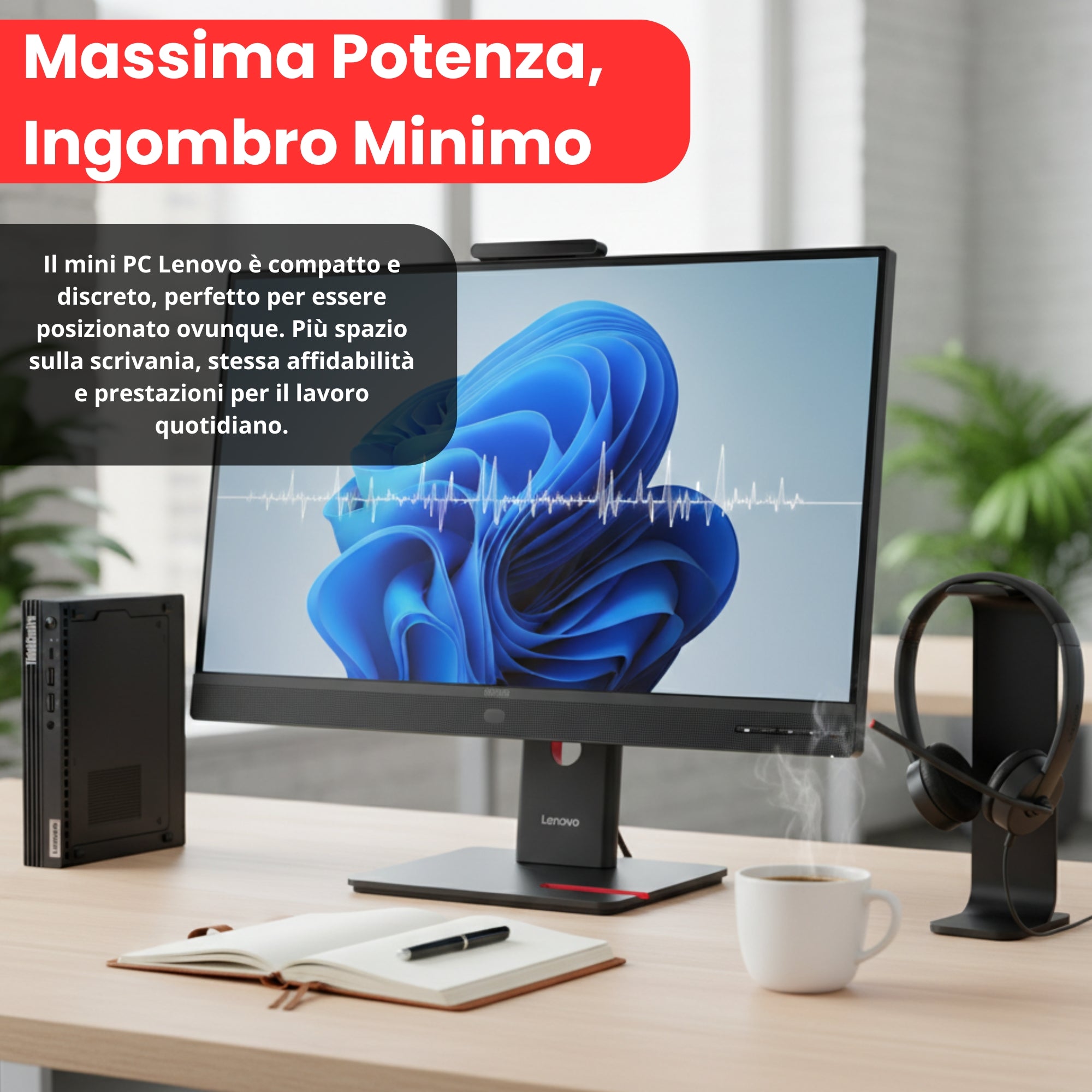 Bundle Lenovo ThinkCentre M80q Mini PC | Intel Core i5-10500T | 16GB RAM | 512GB SSD + Monitor 24" ThinkVision T24v Windows 11