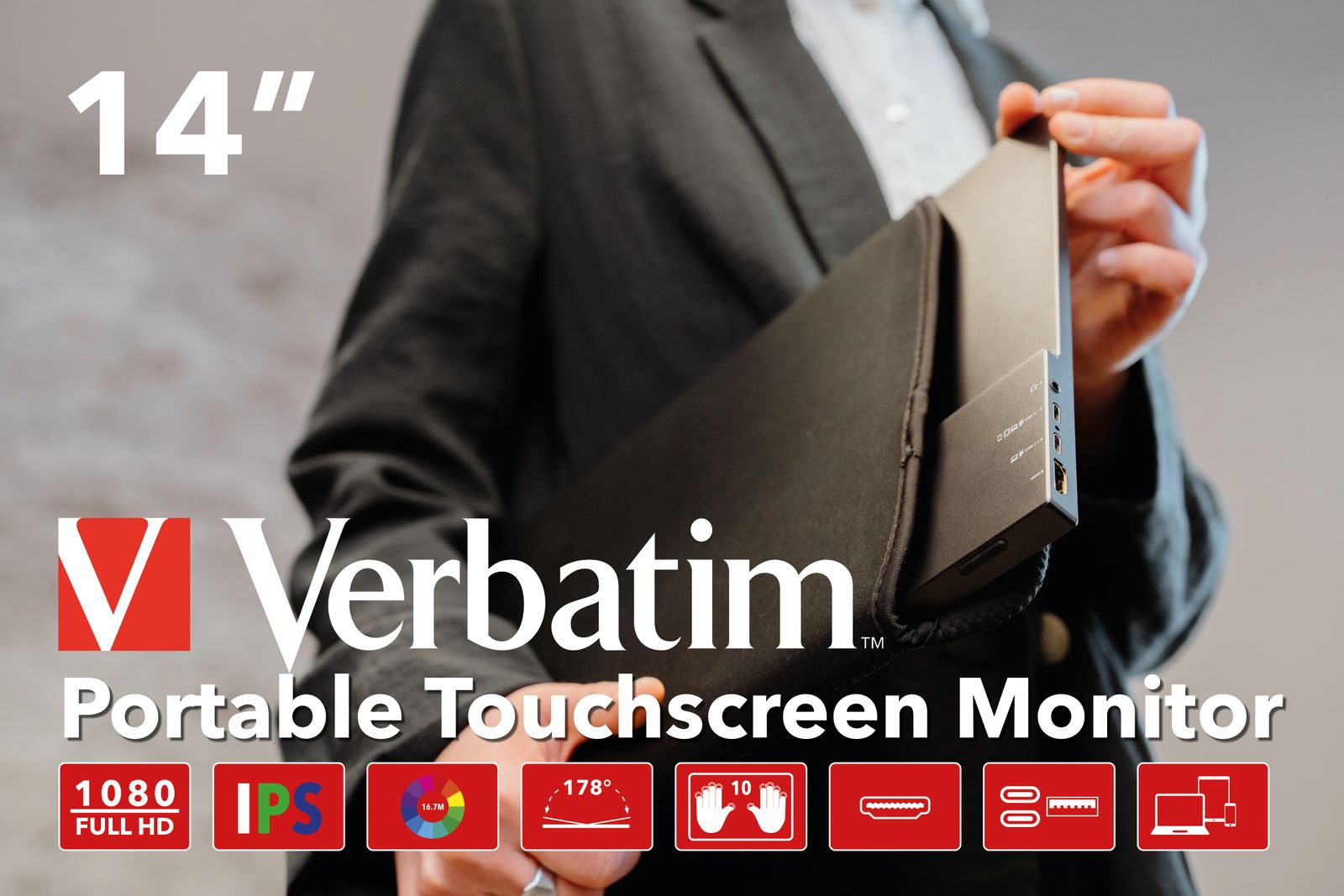 VERBATIM PMT-14 MONITOR PORTATILE TOUCH 14 FHD