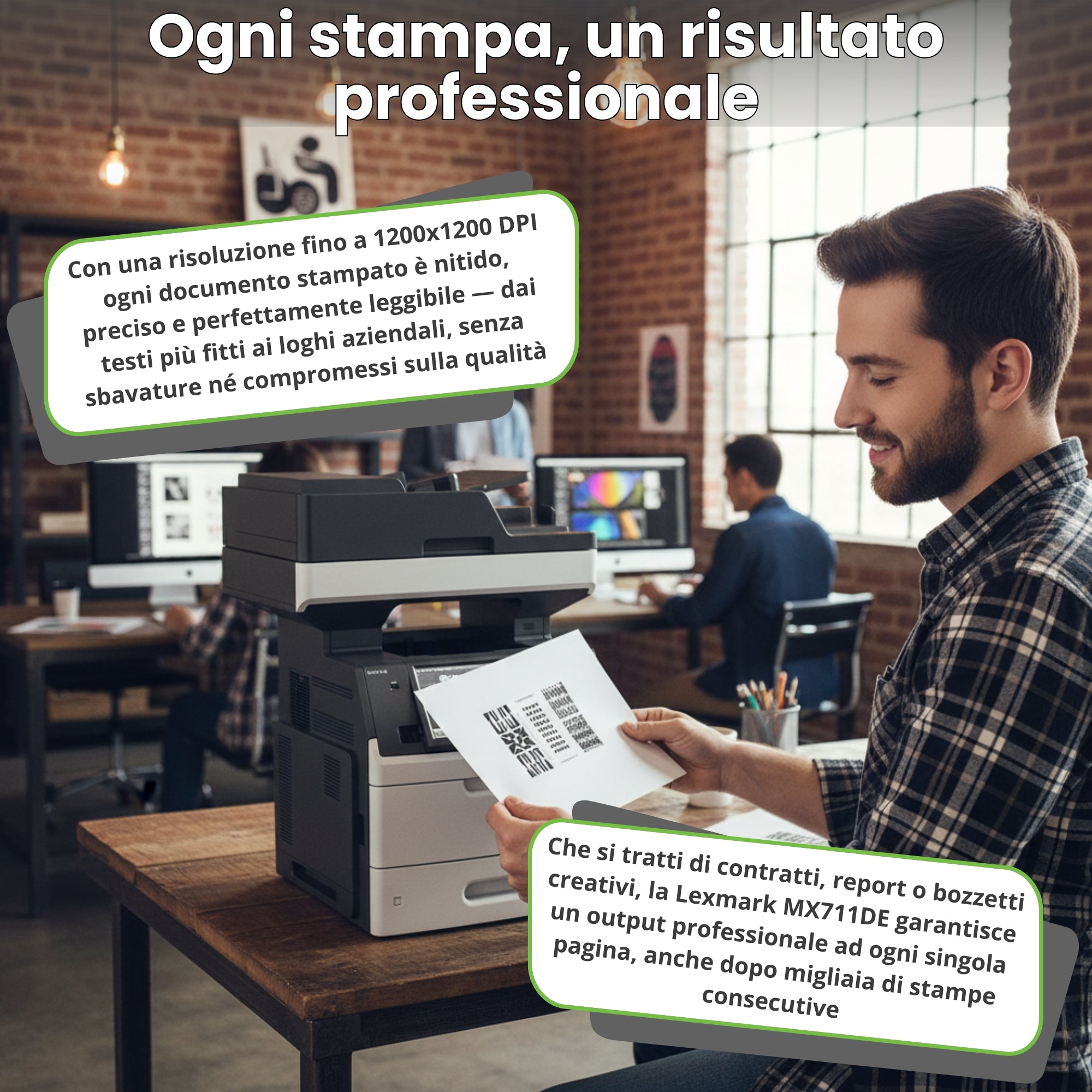 Lexmark MX711DE | Multifunzione Laser B/N, 66 ppm, Duplex Fronte/Retro automatico, Rete