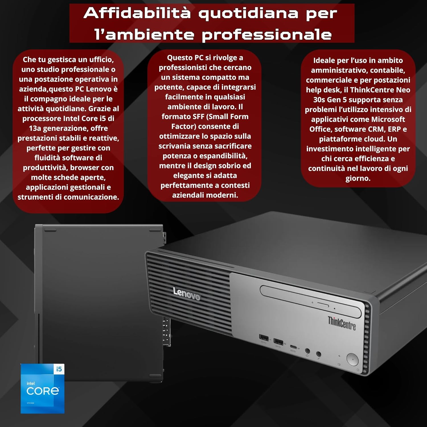 Lenovo ThinkCentre NEO 30s Gen 5 SFF | Intel Core i5-13420H | WiFi USB Type-C HDMI Windows 11