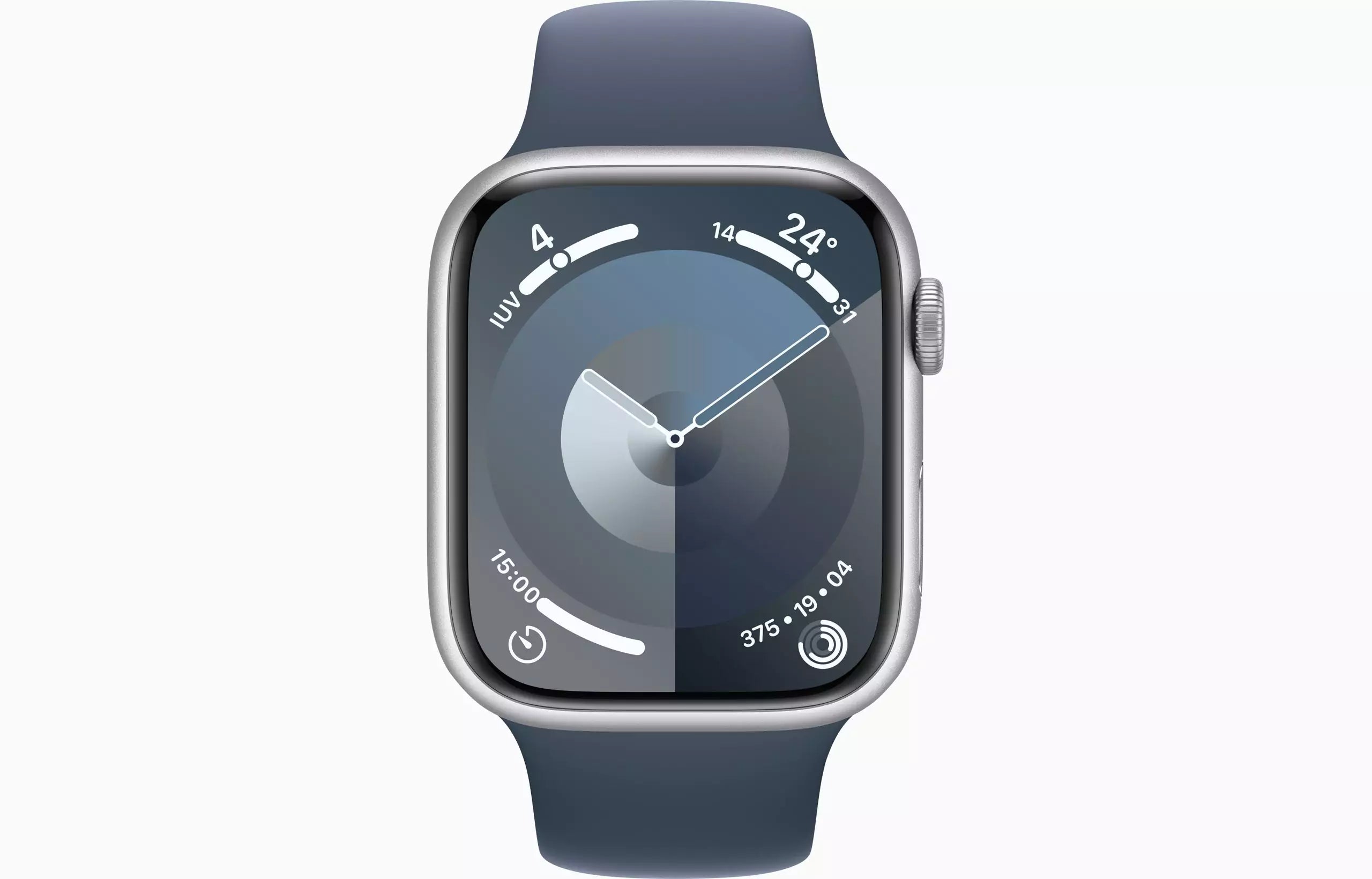 Apple Watch Series 9 GPS Cassa 45mm in Alluminio Argento con Cinturino Sport Blu Tempesta