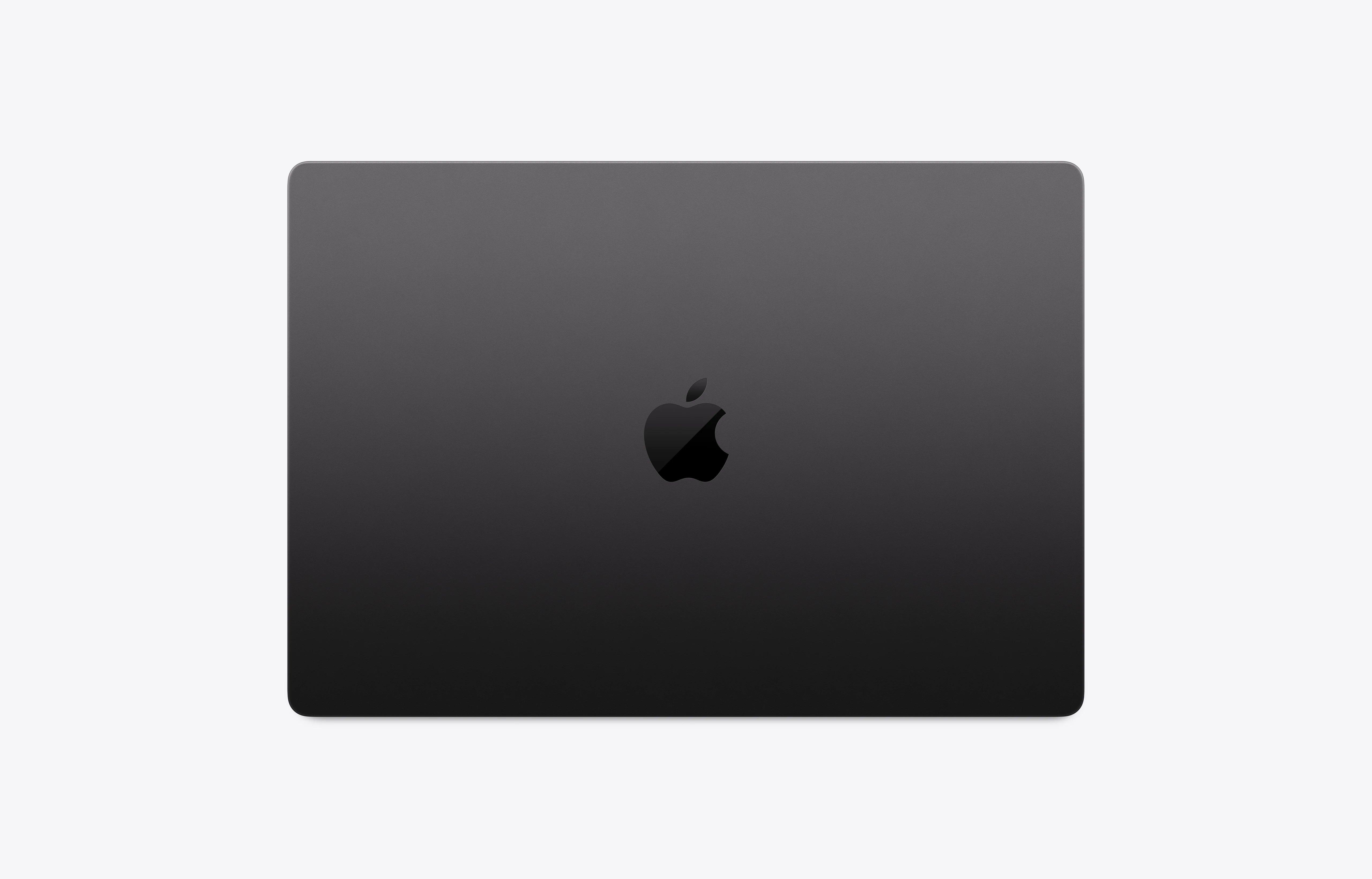 Apple MacBook Pro 16 pollici chiuso, vista dall'alto del coperchio con logo Apple