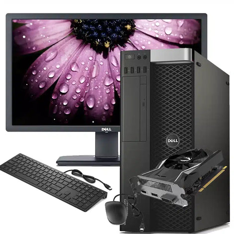 Dell Precision T5810 Tower-Workstation-Paket | Intel Xeon E5-1620 V3 | Nvidia GTX 1650 | Dell UltraSharp U2713HM 27" 2K-Monitor | Maus- und Tastatur-Kit Windows 11 Pro Microsoft Office 2021 